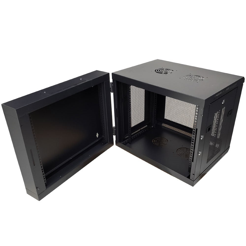 Wall Mount Swing Cabinet 9U x 18.5" Usable Depth - Perforated Doors - Black – Generic – Wall Mount Cabinets (photo 7)