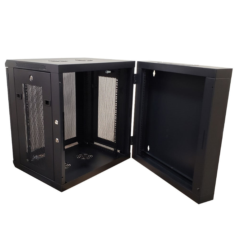 Wall Mount Swing Cabinet 12U x 18.5" Usable Depth - Perforated Doors - Black – Generic – Wall Mount Cabinets (photo 7)