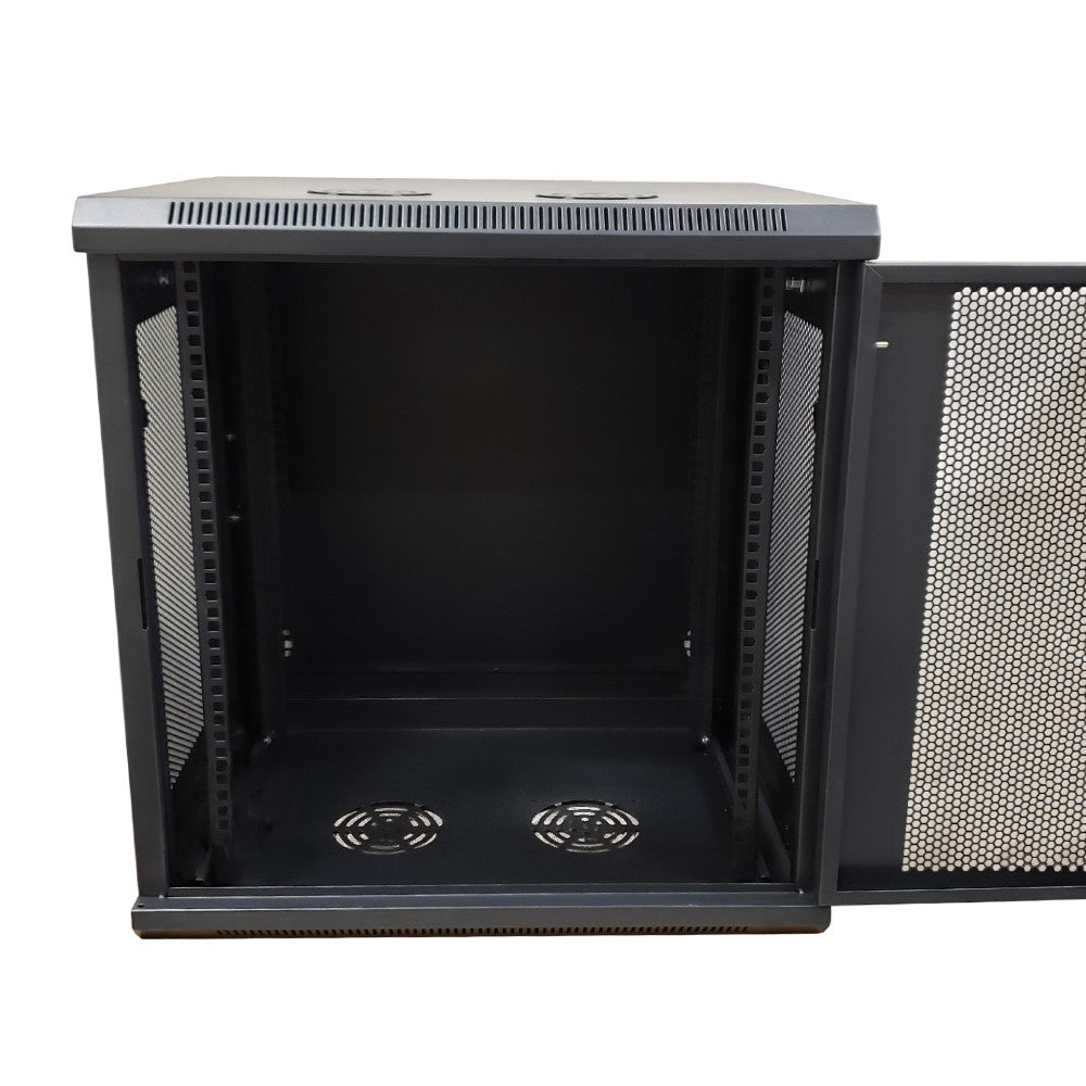 Wall Mount Swing Cabinet 12U x 18.5" Usable Depth - Perforated Doors - Black – Generic – Wall Mount Cabinets (photo 4)