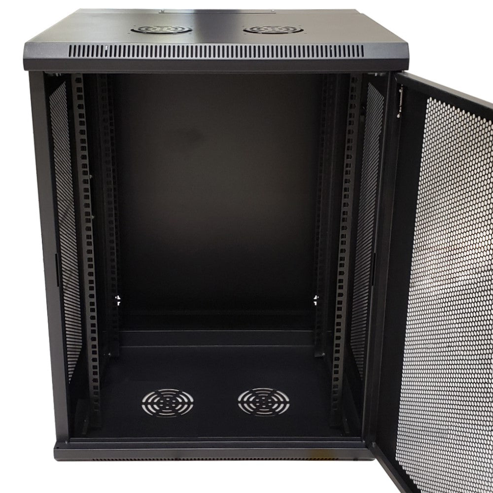Wall Mount Swing Cabinet 15U x 18.5" Usable Depth - Perforated Doors - Black – Generic – Wall Mount Cabinets (photo 4)