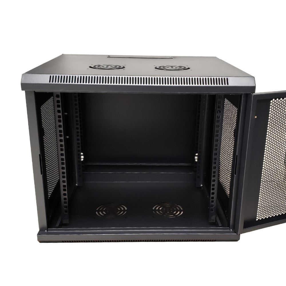 Wall Mount Swing Cabinet 9U x 18.5" Usable Depth - Perforated Doors - Black – Generic – Wall Mount Cabinets (photo 4)
