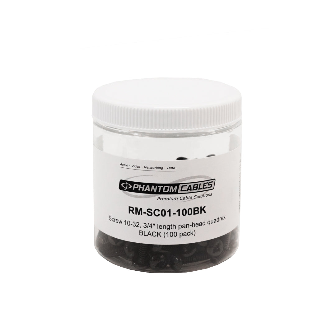 Rack Screw, 10-32 Thread, 3/4 inch Length Pan-head Quadrex (Phillips #2 & Robertson #2) - 100 Pack – Generic – Screws, Cage Nuts & Accessories (photo 2)
