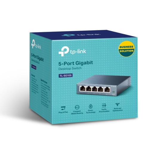 TP-Link TL-SG105 5 Port 10/100/1000MBPS Desktop Gigabit Switch Steel Housing – Switches