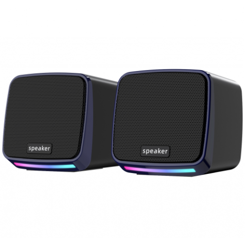 E-1078 3.5mm+USB Power 2.0 Speaker with Light for PC – Generic – 2.0 pcs Speaker