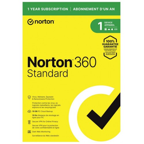 Norton 360 Standard (PC/Mac) - 1 Device - 1 Year – Anti-Virus & Security