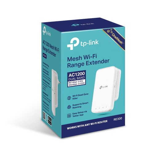 TP-Link RE300 AC1200 Mesh Wi-Fi Range Extender 2.4GHz band and 5GHz band Retail
