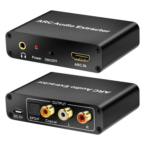 HDMI ARC Adapter, ARC Audio Extractor with Digital Optical TOSLINK SPDIF/ Coaxial and Analog 3.5mm L/R Stereo Audio Converter for HDTV Soundbar Speaker Amplifie