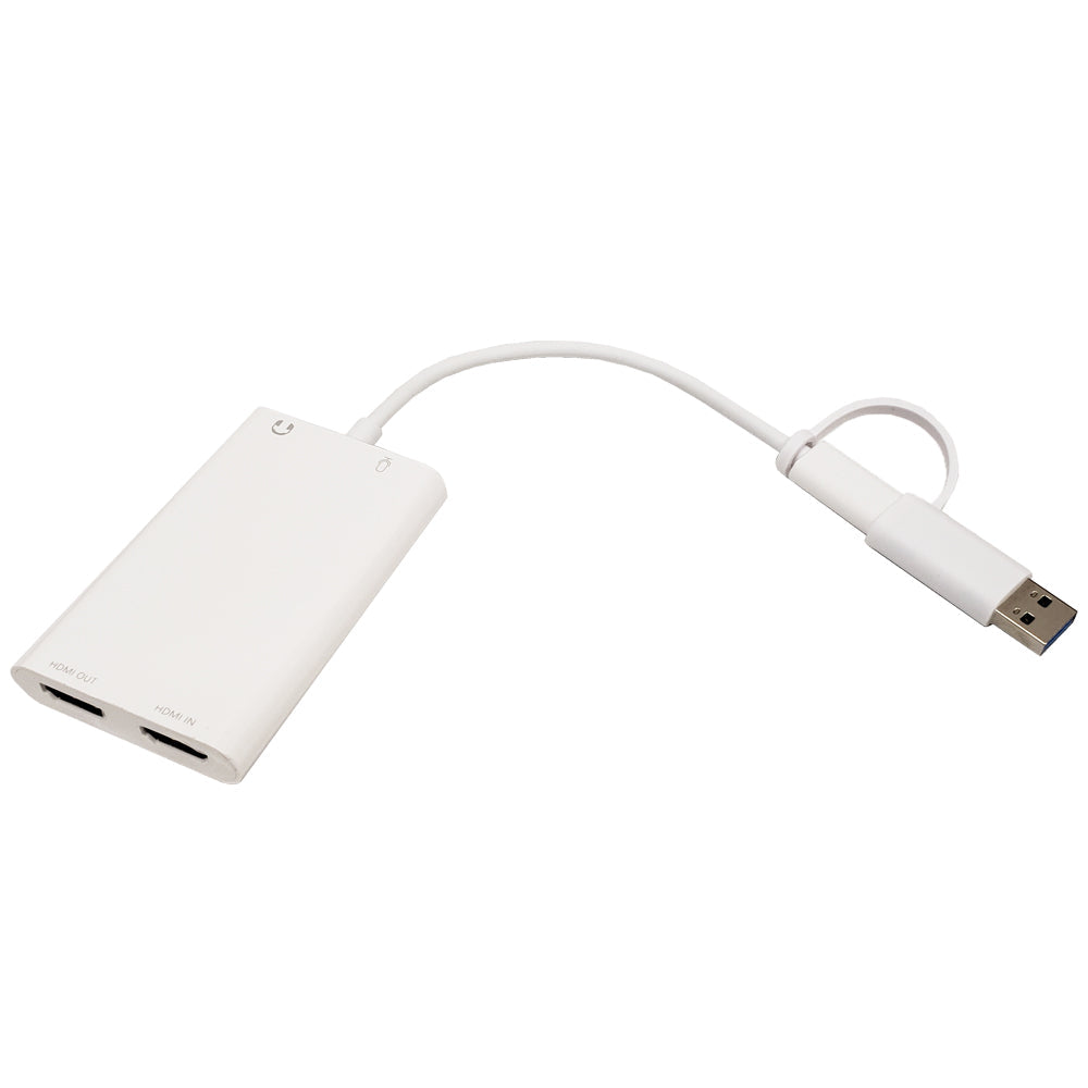 HDMI to USB 3.0 Audio/Video Capture Card - 4K Pass-through - 1080P Capture - 60FPS - White – Generic
