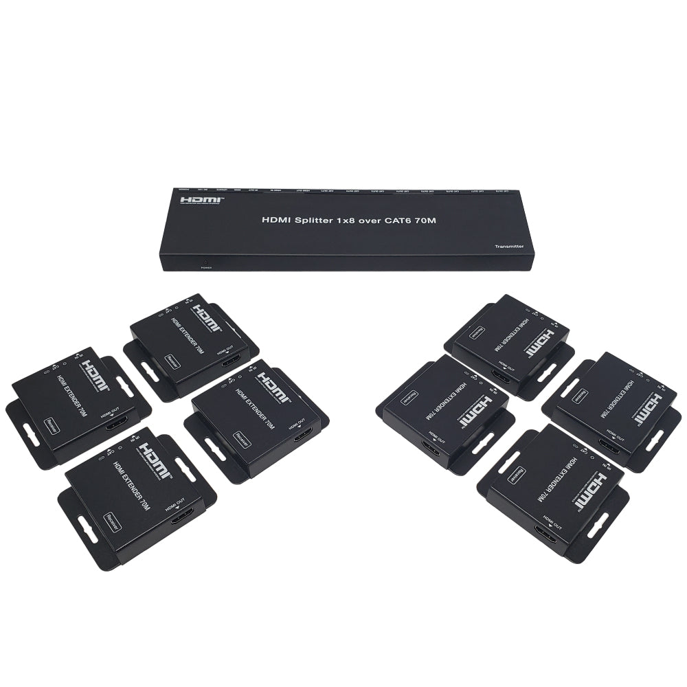 HDMI 8-port Extender Over One Cat6 Cable - 4K@30Hz YUV 4:4:4 - 40m – Generic