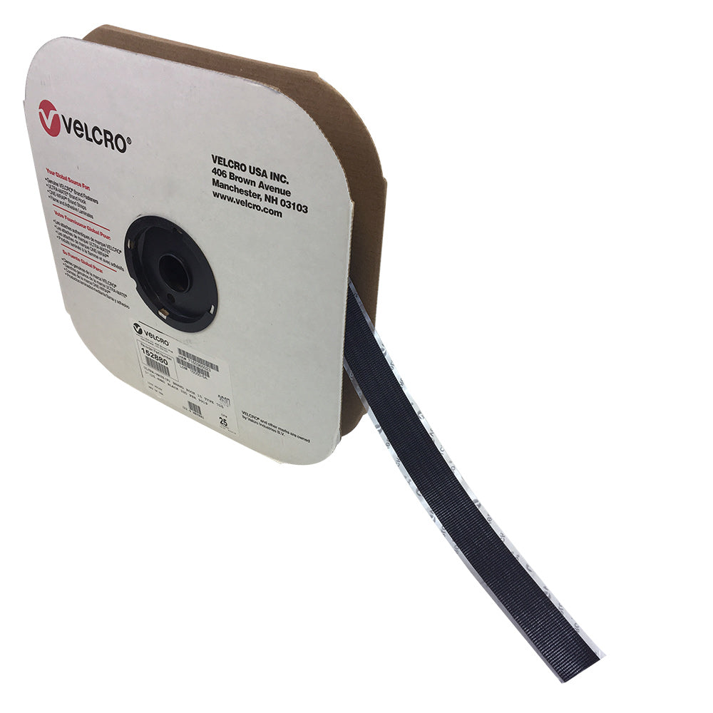75ft 1 inch Velcro® Brand Hook 705 Adhesive Back Wrap - Black (per roll) - Part No. 152880 – Generic – Hook-and-Loop Wraps & Fasteners