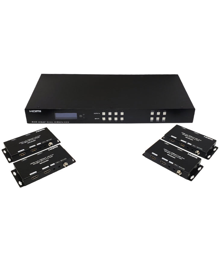 4x4 HDBaseT HDMI Matrix CAT5E/6 35m (4K*2K @60Hz 4:4:4) with 4 Receivers – Generic – Video Boxes