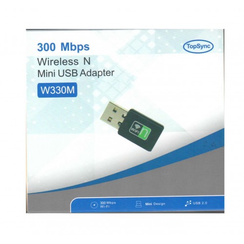 TopSync W330M N300 300Mbps Wireless USB Mini wireless Adapter, w/Disk, Windows/MAC IOS – USB Adapters