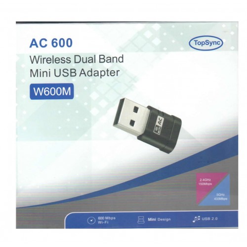 TopSync W600M AC600 Mini Wireless Dual Band Adapter, w/Disk driver, Windows/MAC IOS – USB Adapters
