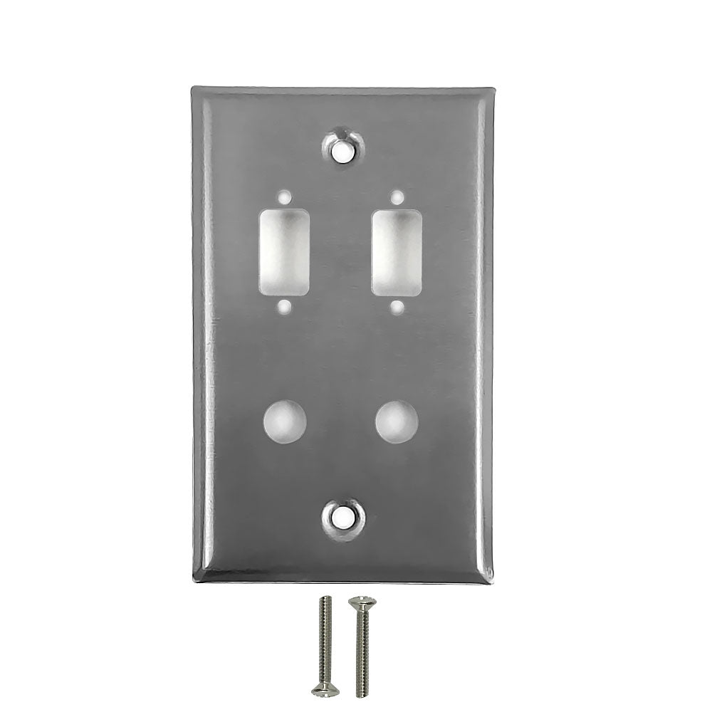 Single Gang - 2x ICDB Cutout - 2x 3/8 inch Hole - Stainless Steel Wall Plate – Generic – Stainless Steel Wall Plates