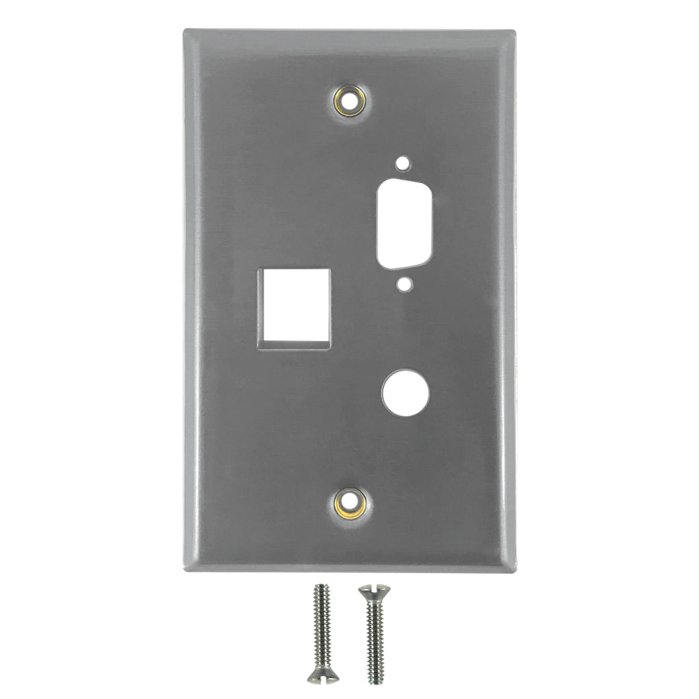 Single Gang - 1x ICDB - 1x 3/8 inch - 1x Keystone - Stainless Steel Wall Plate – Generic
