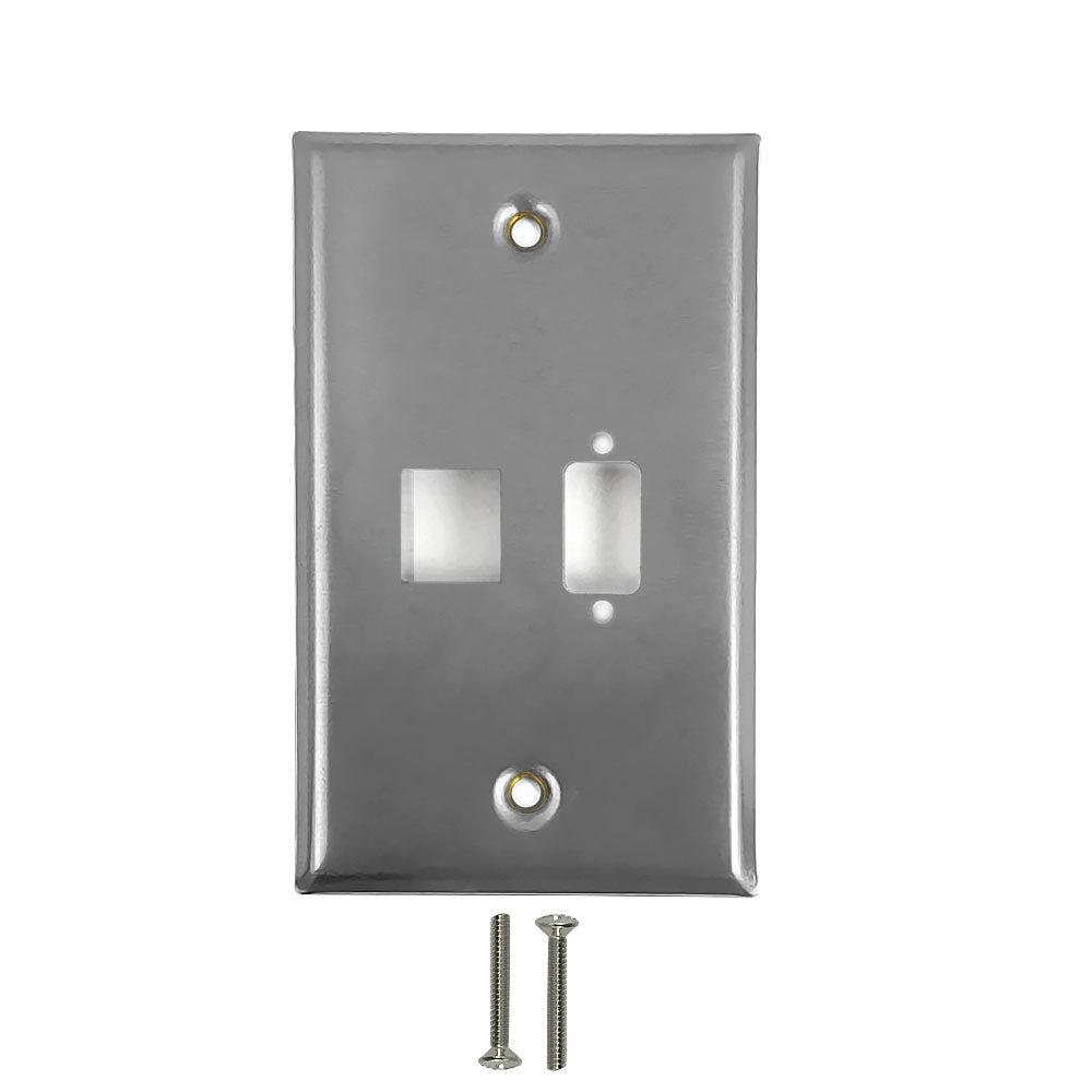 Single Gang - 1x ICDB - 1x Keystone - Stainless Steel Wall Plate – Generic – Stainless Steel Wall Plates
