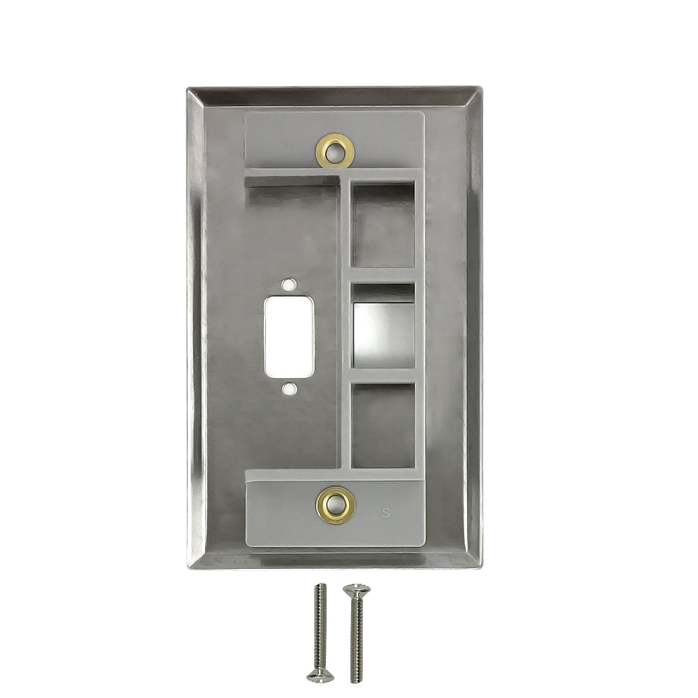 Single Gang - 1x ICDB - 1x Keystone - Stainless Steel Wall Plate – Generic – Stainless Steel Wall Plates (photo 2)