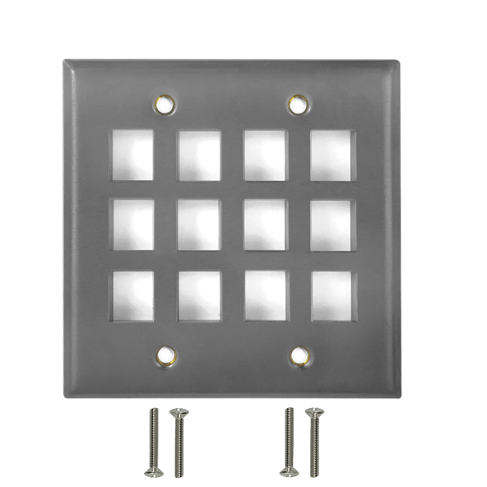 Double Gang - 12x Keystone - Stainless Steel Wall Plate – Generic