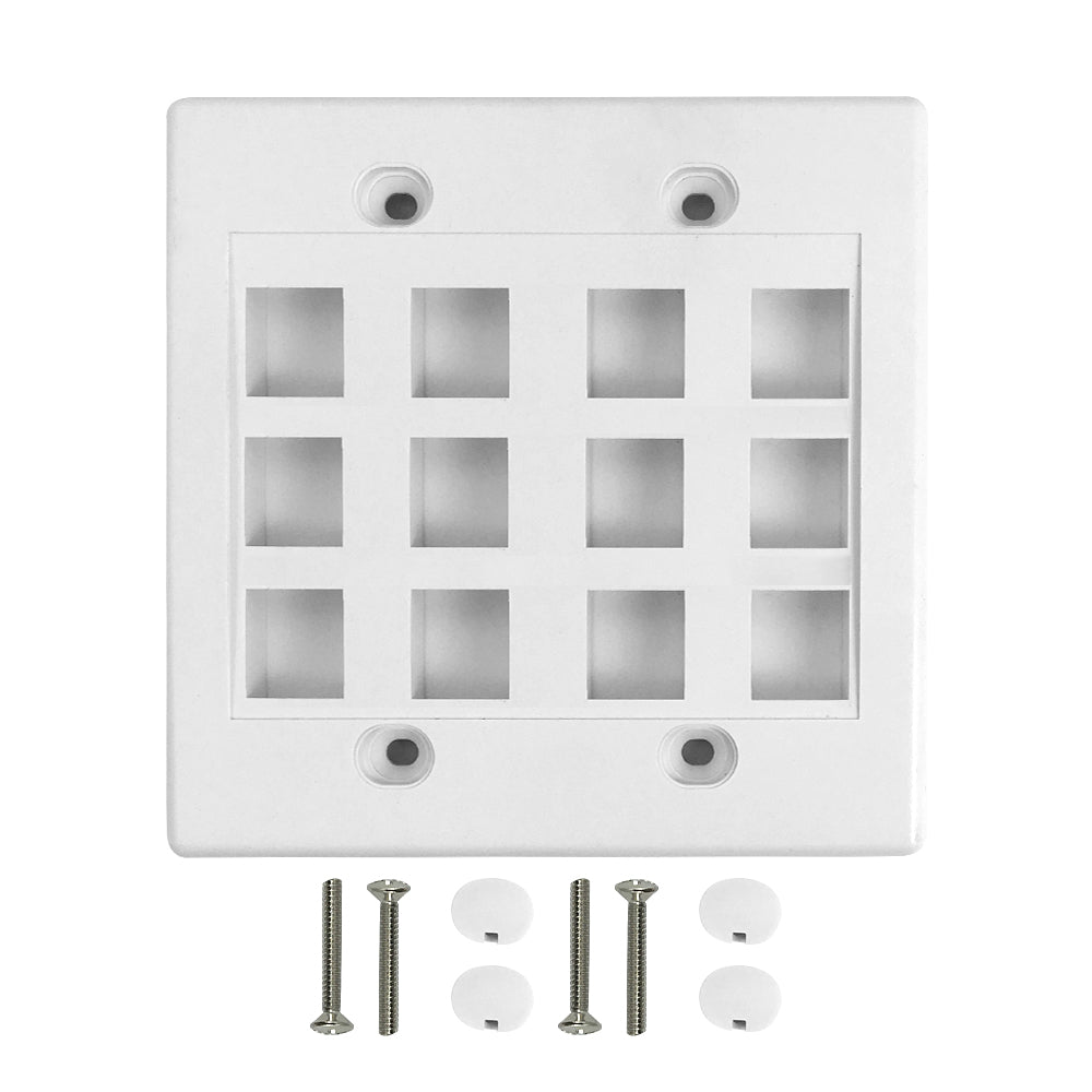 Wall Plate, 12-Port Keystone Double Gang - White – Generic – Standard Wall Plates