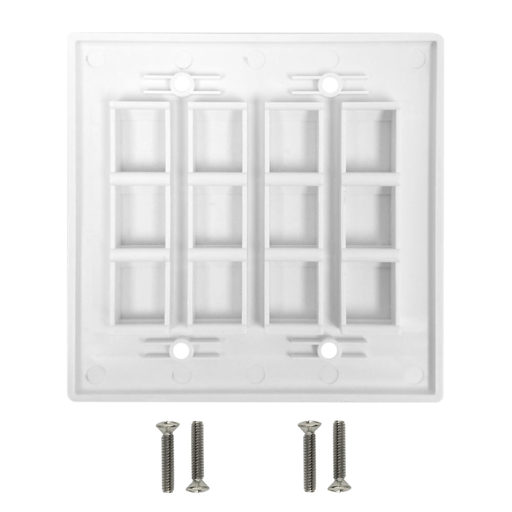 Wall Plate Flush Style, 12-Port Keystone Double Gang - White – Generic – Standard Wall Plates (photo 2)