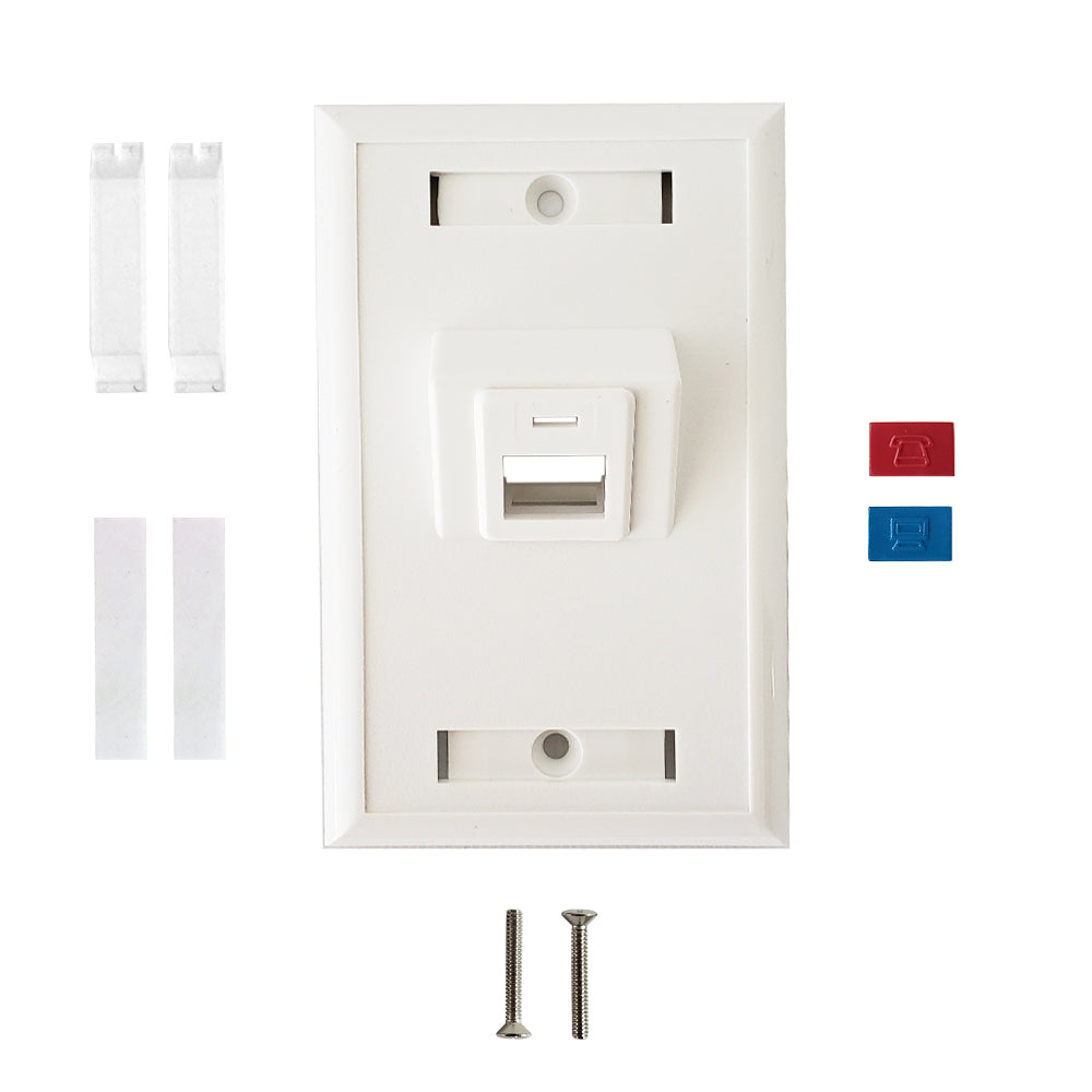 Wall Plate, 1-Port Angled Keystone - White – Generic
