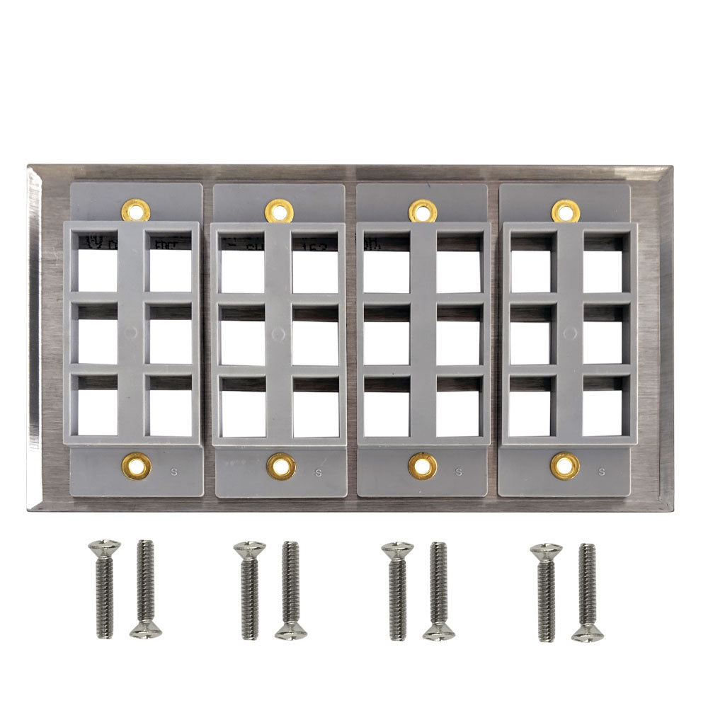 Four Gang - 24x Keystone - Stainless Steel Wall Plate – Generic – Stainless Steel Wall Plates (photo 2)