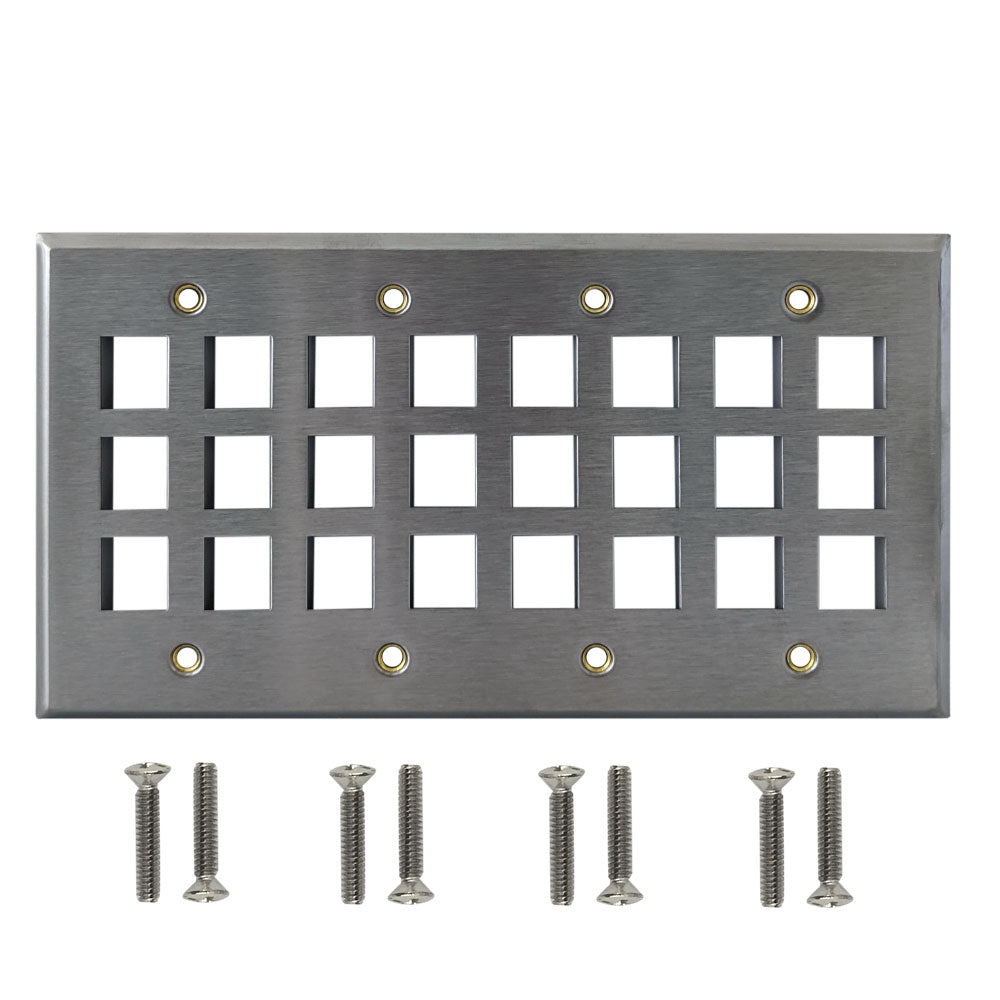 Four Gang - 24x Keystone - Stainless Steel Wall Plate – Generic