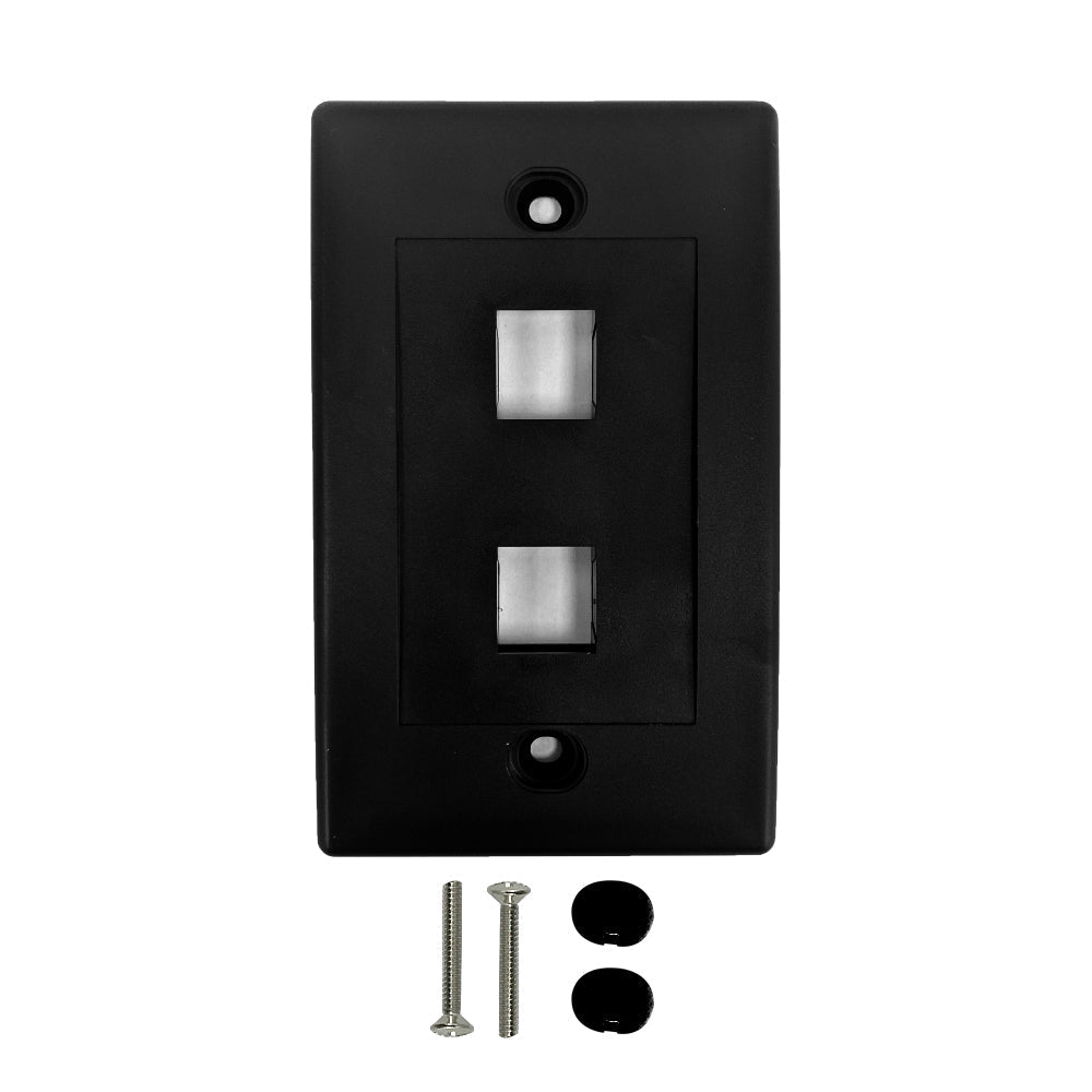Wall Plate, 2-Port Single Gang Keystone - Black – Generic