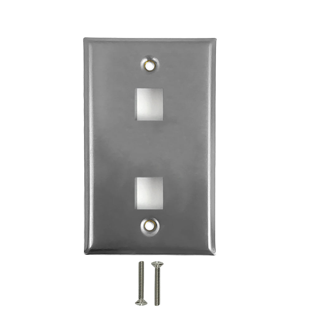 Single Gang - 2x Keystone - Stainless Steel Wall Plate – Generic