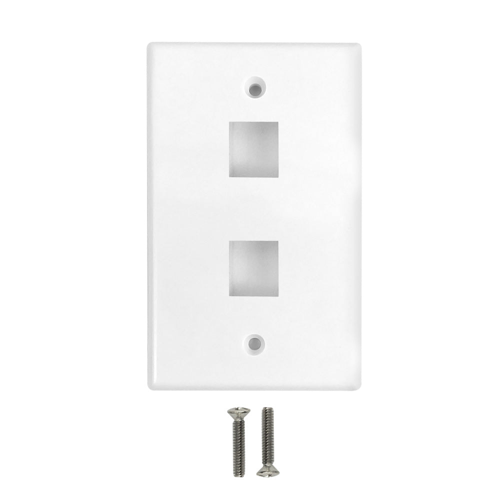 Wall Plate Flush Style, 2-Port Single Gang Keystone - White – Generic – Standard Wall Plates
