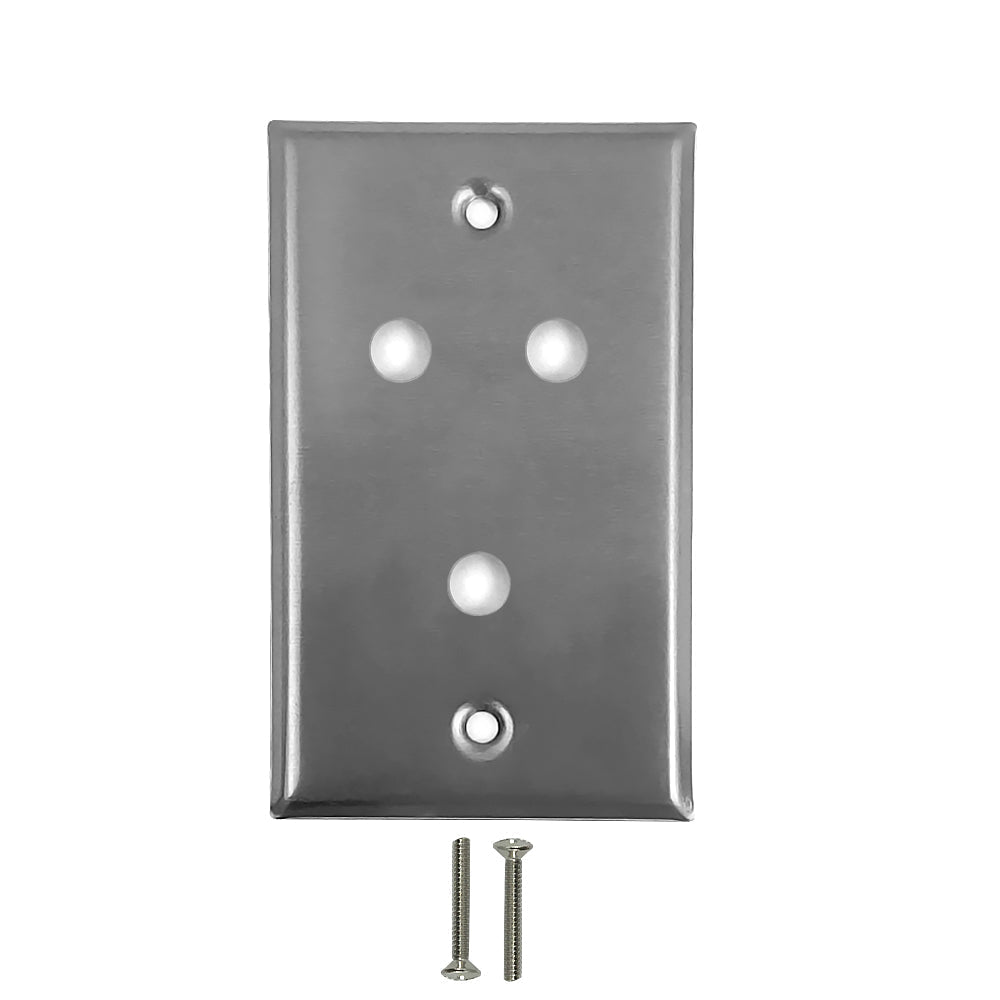 Single Gang - 3x 3/8 inch Hole - Stainless Steel Wall Plate – Generic – Stainless Steel Wall Plates