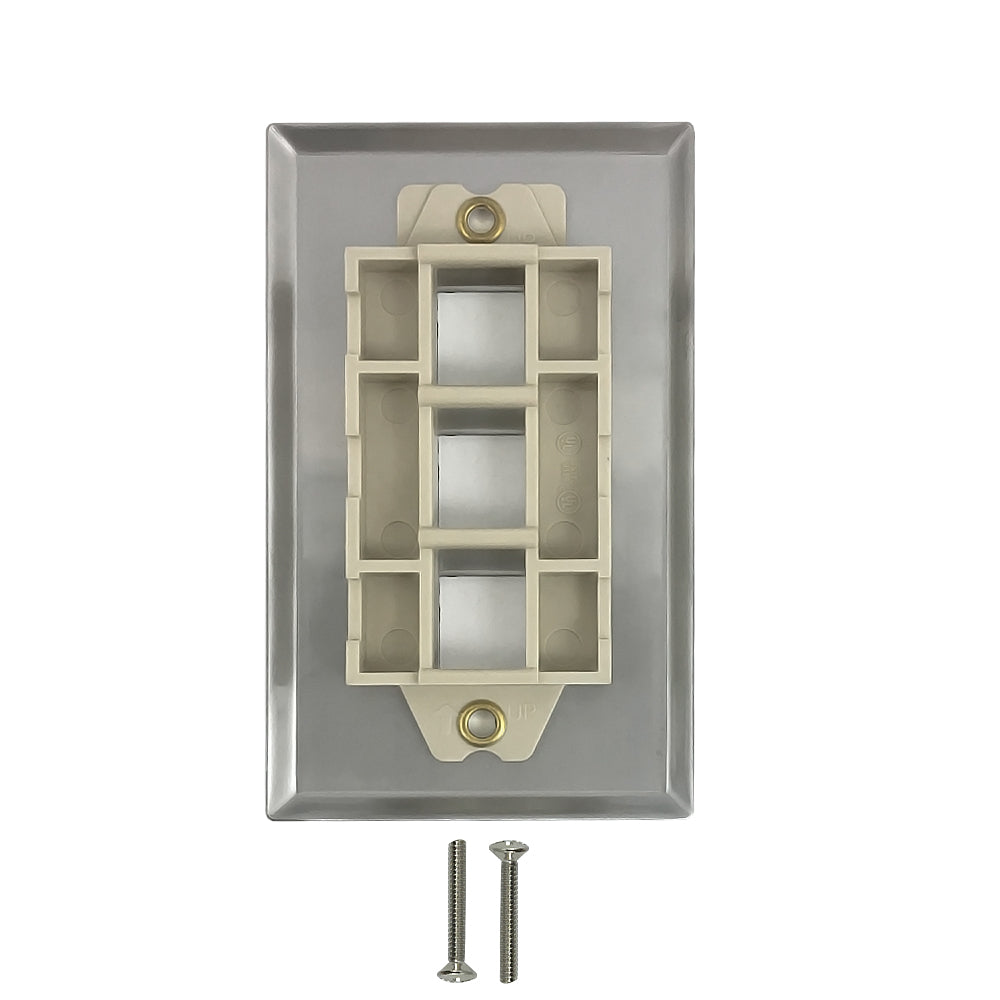 Single Gang - 3x Keystone - Stainless Steel Wall Plate – Generic – Stainless Steel Wall Plates (photo 2)