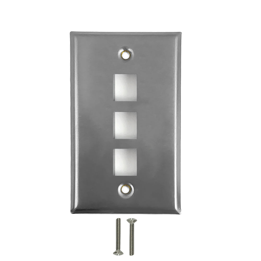 Single Gang - 3x Keystone - Stainless Steel Wall Plate – Generic
