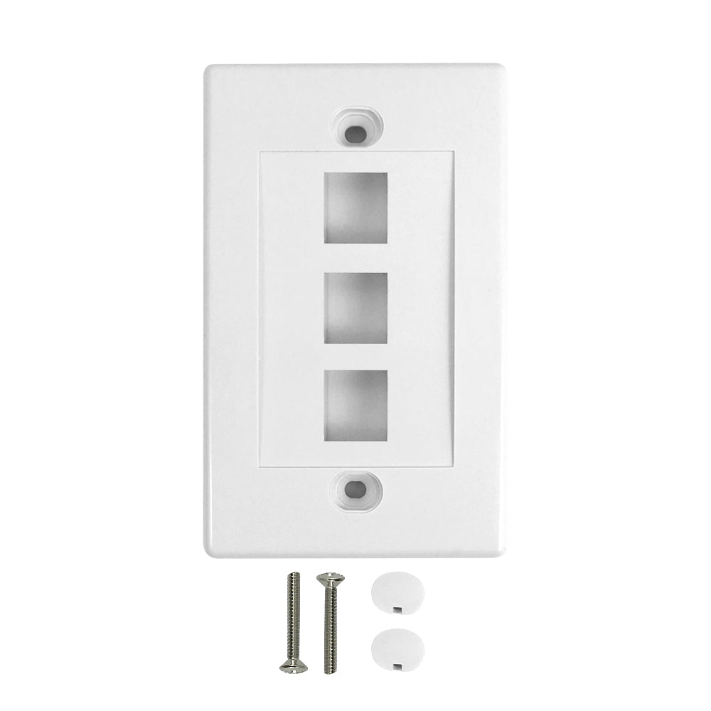 Wall Plate, 3-Port Keystone - White – Generic – Standard Wall Plates