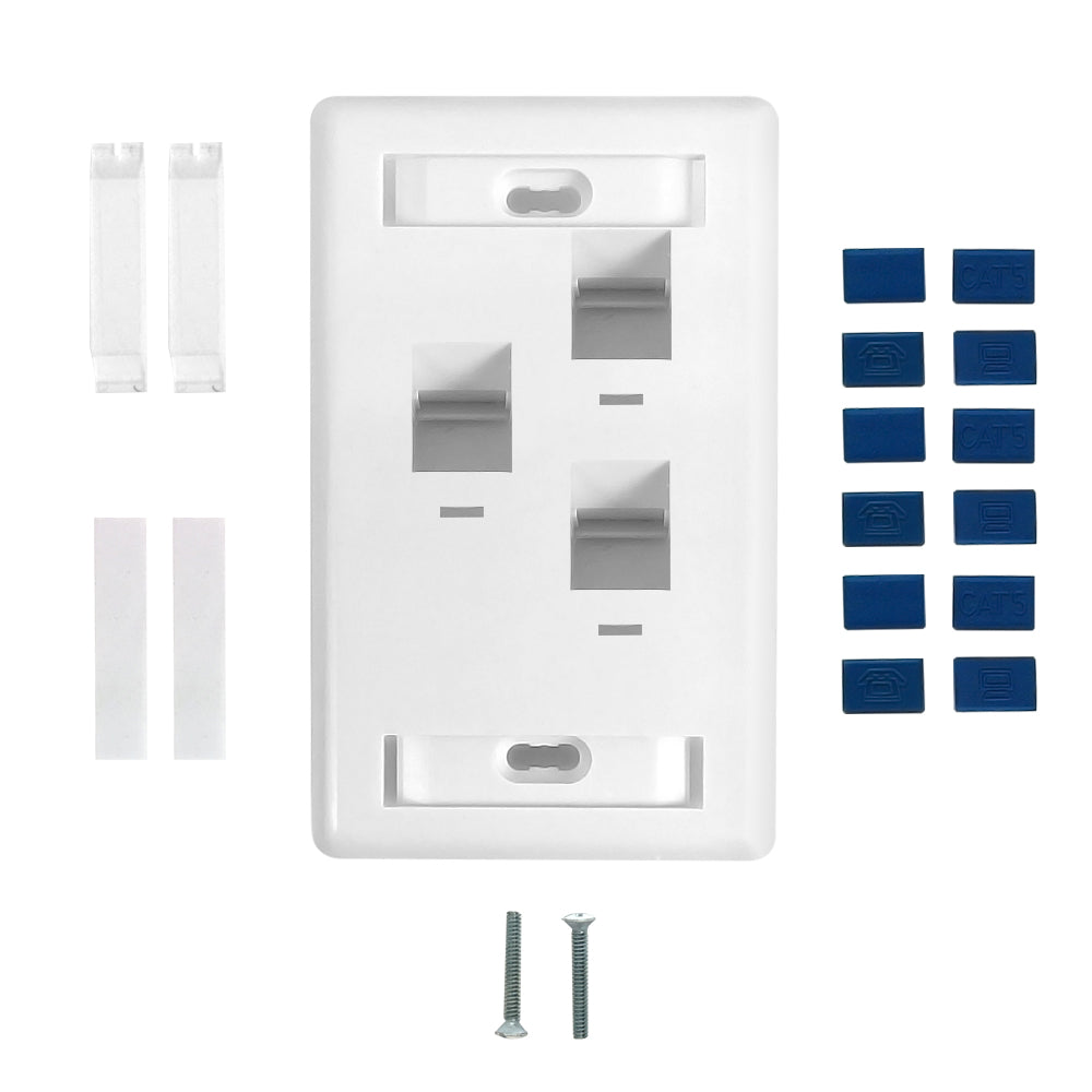 Wall Plate, 3-Port Angled Keystone - White – Generic