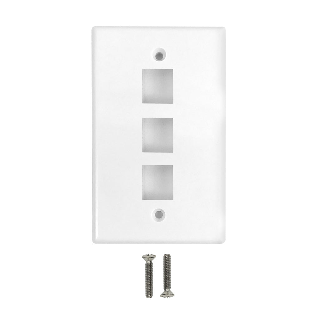 Wall Plate Flush Style, 3-Port Single Gang Keystone - White – Generic
