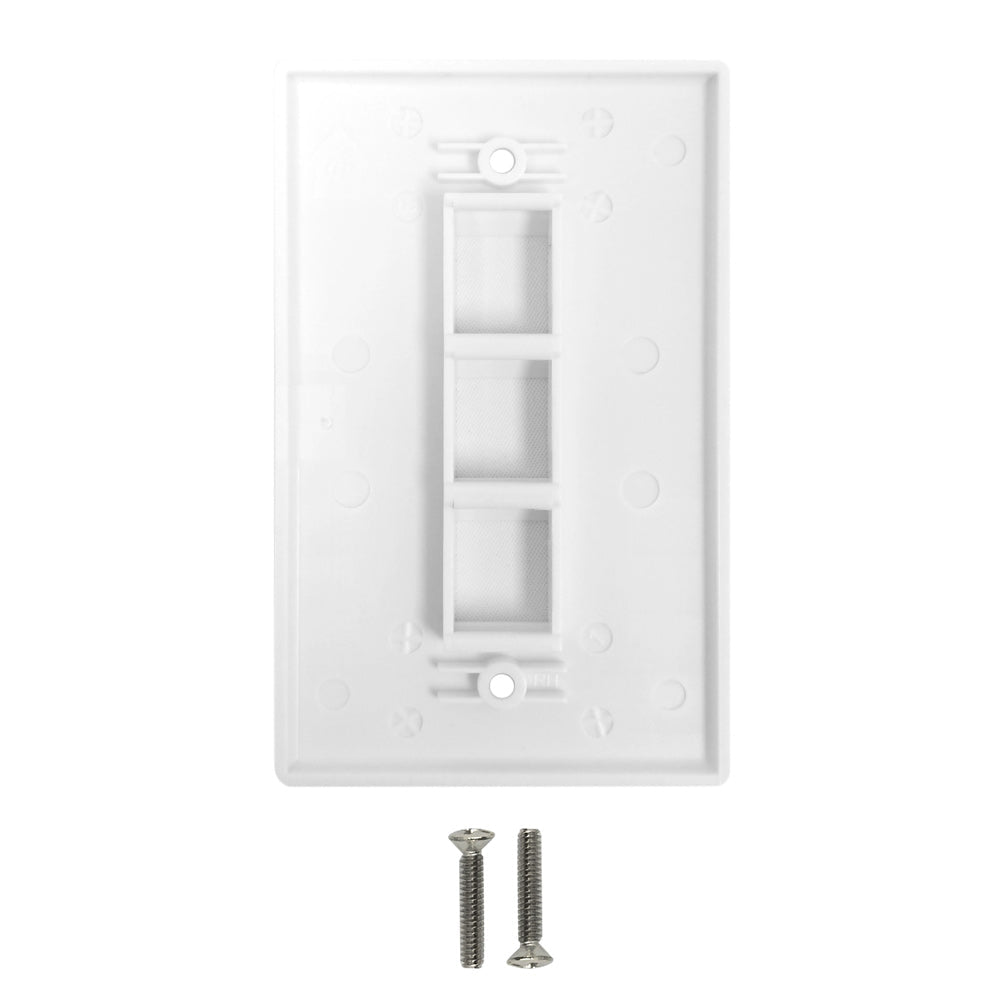 Wall Plate Flush Style, 3-Port Single Gang Keystone - White – Generic – Standard Wall Plates (photo 2)