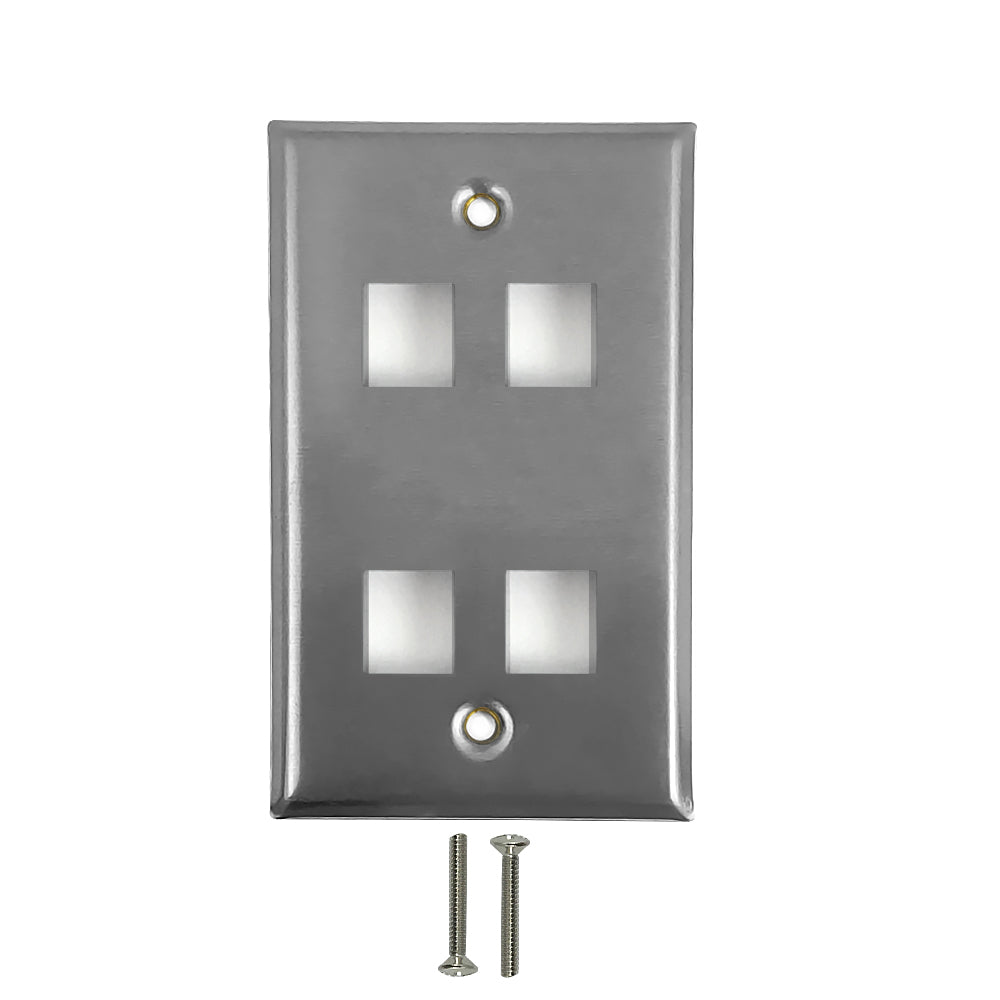 Single Gang - 4x Keystone - Stainless Steel Wall Plate – Generic