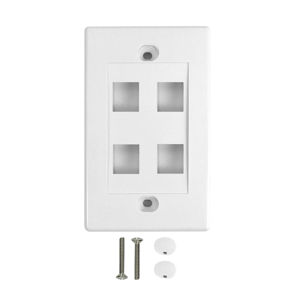 Wall Plate, 4-Port Keystone - White – Generic