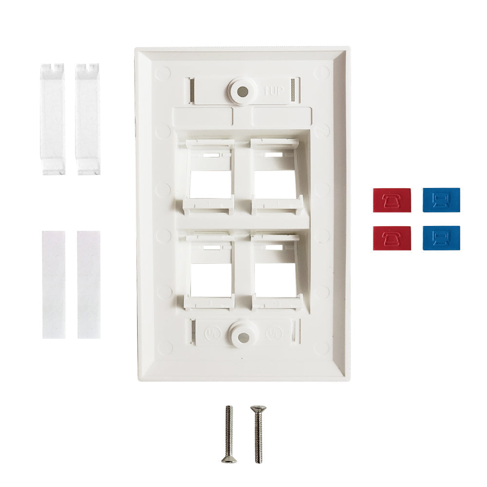 Wall Plate, 4-Port Angled Keystone - White – Generic – Standard Wall Plates (photo 2)