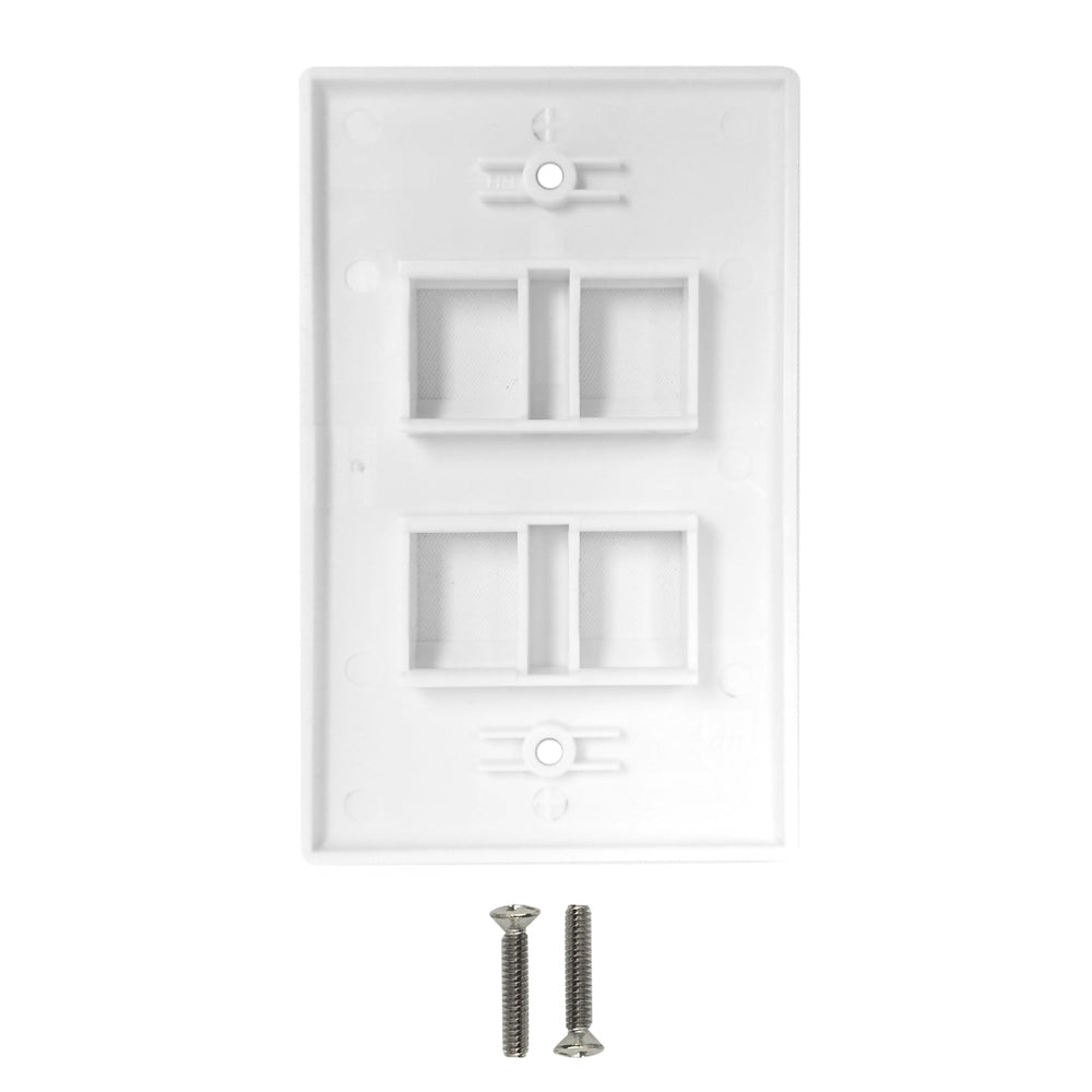Wall Plate Flush Style, 4-Port Single Gang Keystone - White – Generic – Standard Wall Plates (photo 2)
