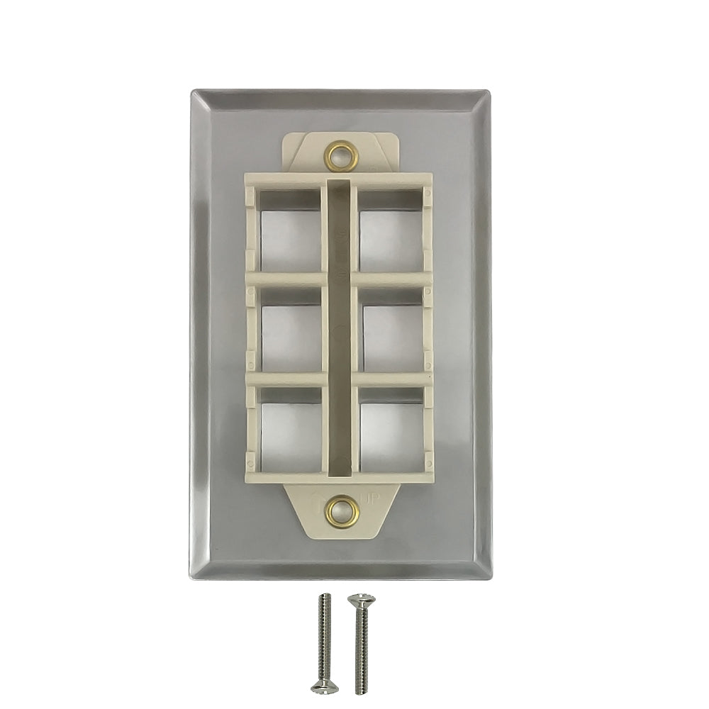 Single Gang - 6 x Keystone - Stainless Steel Wall Plate – Generic – Stainless Steel Wall Plates (photo 2)