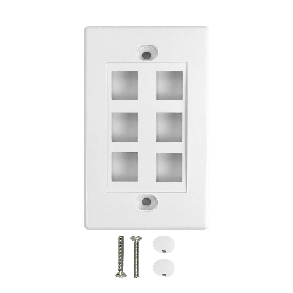 Wall Plate, 6-Port Keystone - White – Generic