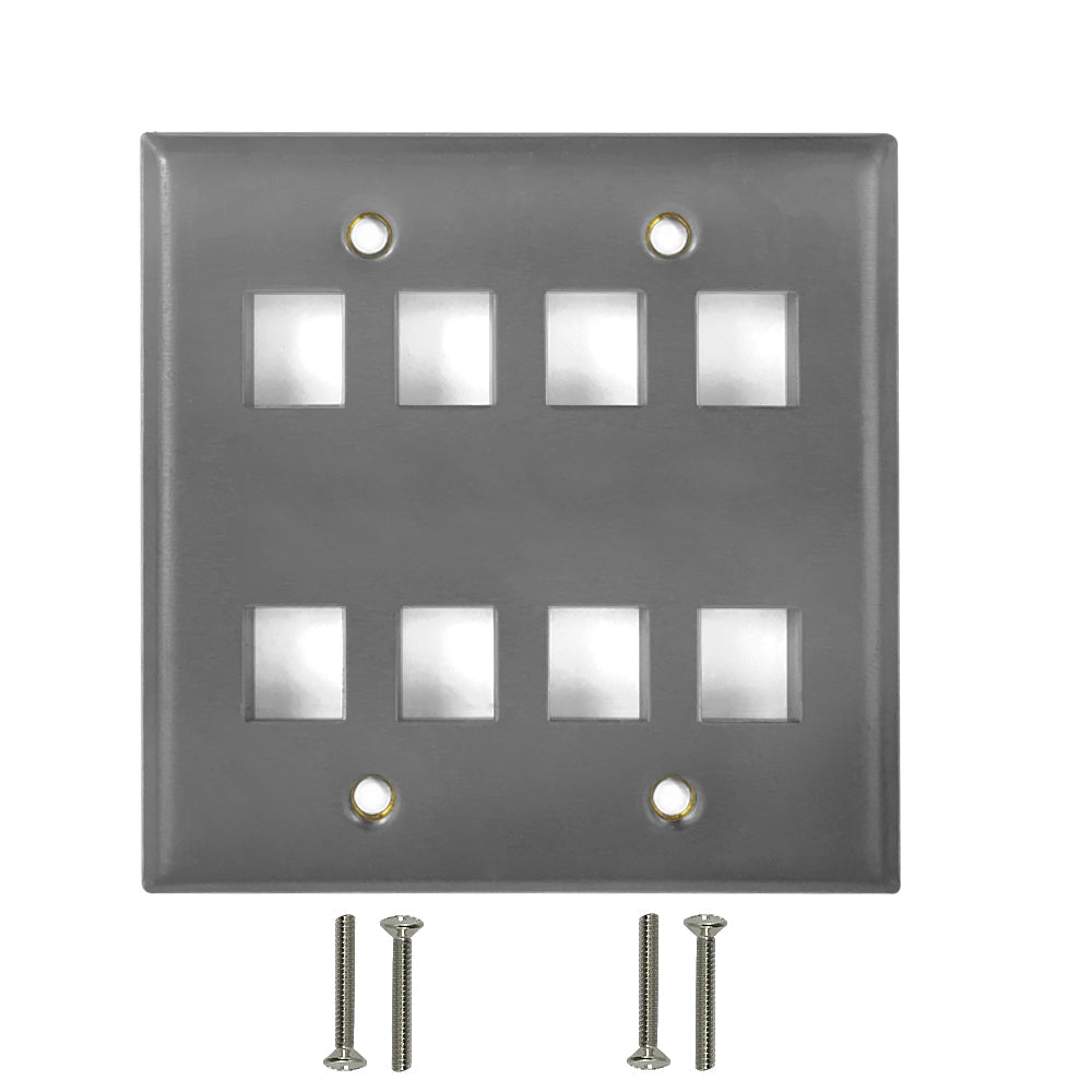 Double Gang - 8x Keystone - Stainless Steel Wall Plate – Generic