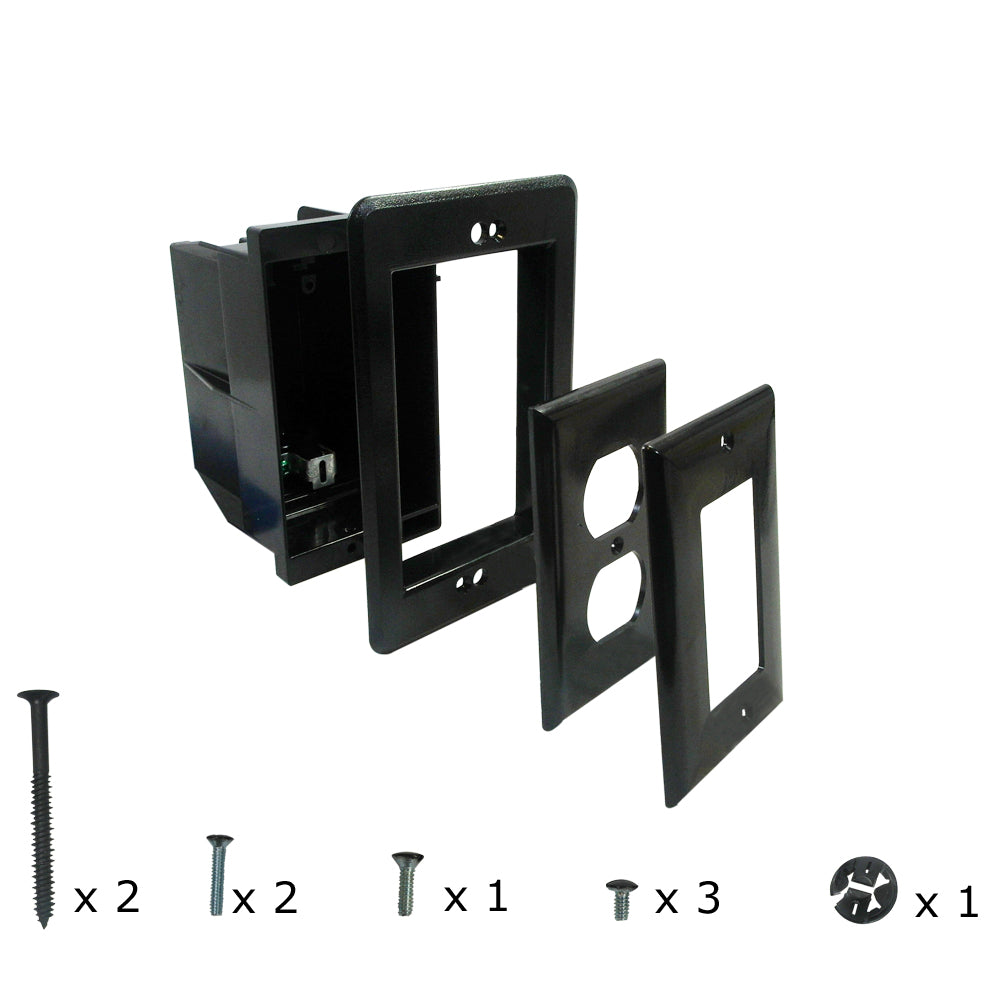 Recessed Box, Single Gang - Enclosed Back for A/V or Power - Black – Generic – Electrical Boxes (photo 2)