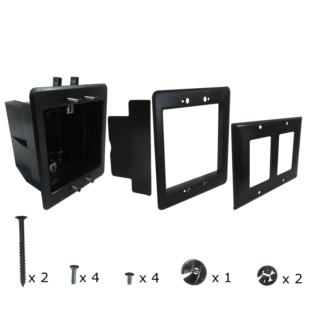 Recessed Box, Double Gang - Enclosed Back for A/V or Power - Black – Generic – Electrical Boxes (photo 2)