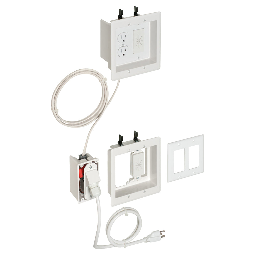 Recessed Double Gang Power plus Low-Voltage Bridge Kit – Generic – Power Outlets