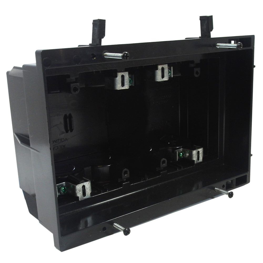Recessed Box, Four Gang - Enclosed Back for A/V or Power - Black – Generic – Electrical Boxes