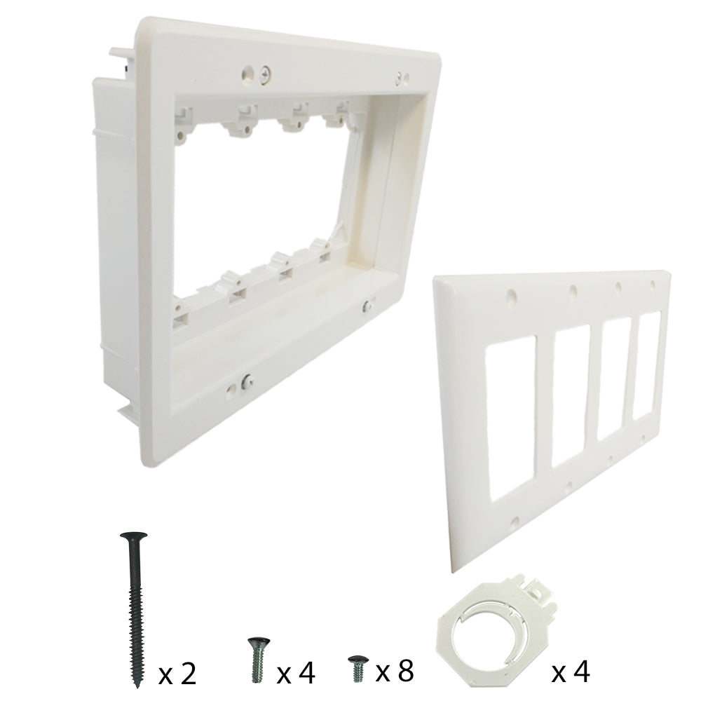 Recessed Drywall Clip - Plastic, Four Gang, Pre/Post Construction – Generic – Low Voltage Clips (photo 2)