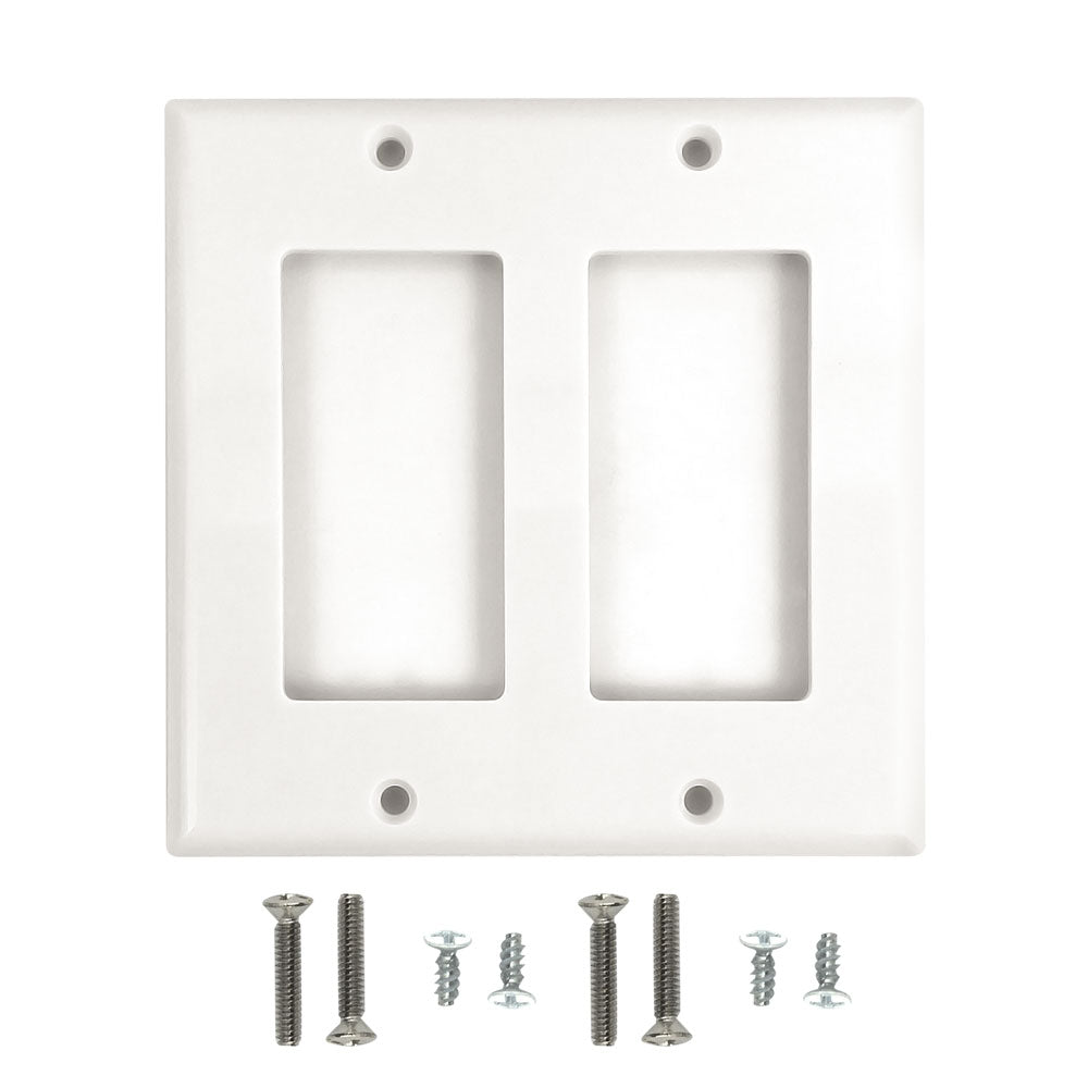 Decora Double Gang Wall Plate - White – Generic